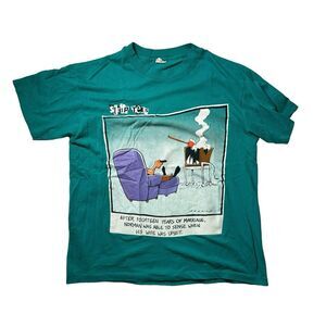 Vintage 80's Strip Tees Comic T-shirt Teal‎ S/M